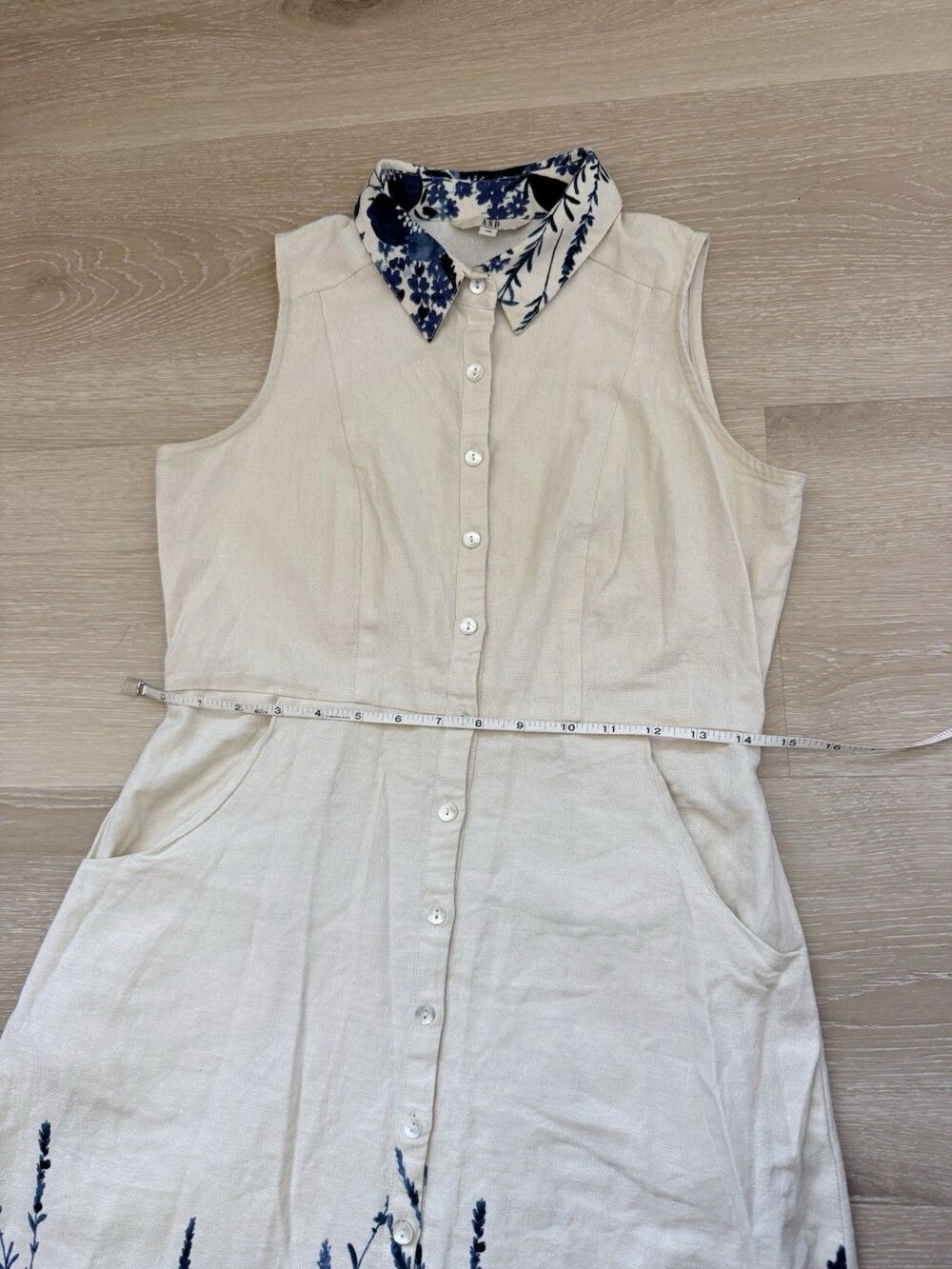 Linen Cotton Floral Midi Shirt Dress AND Anita Dongre Anthro Pockets Sz 2 UK 10 - Picture 7 of 12